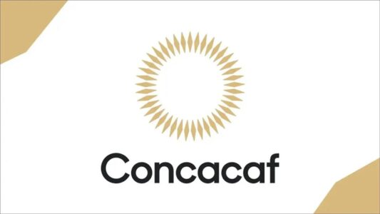 شعار اتحاد كونكاكاف وشعار فيفا مع خلفية لكأس العالم